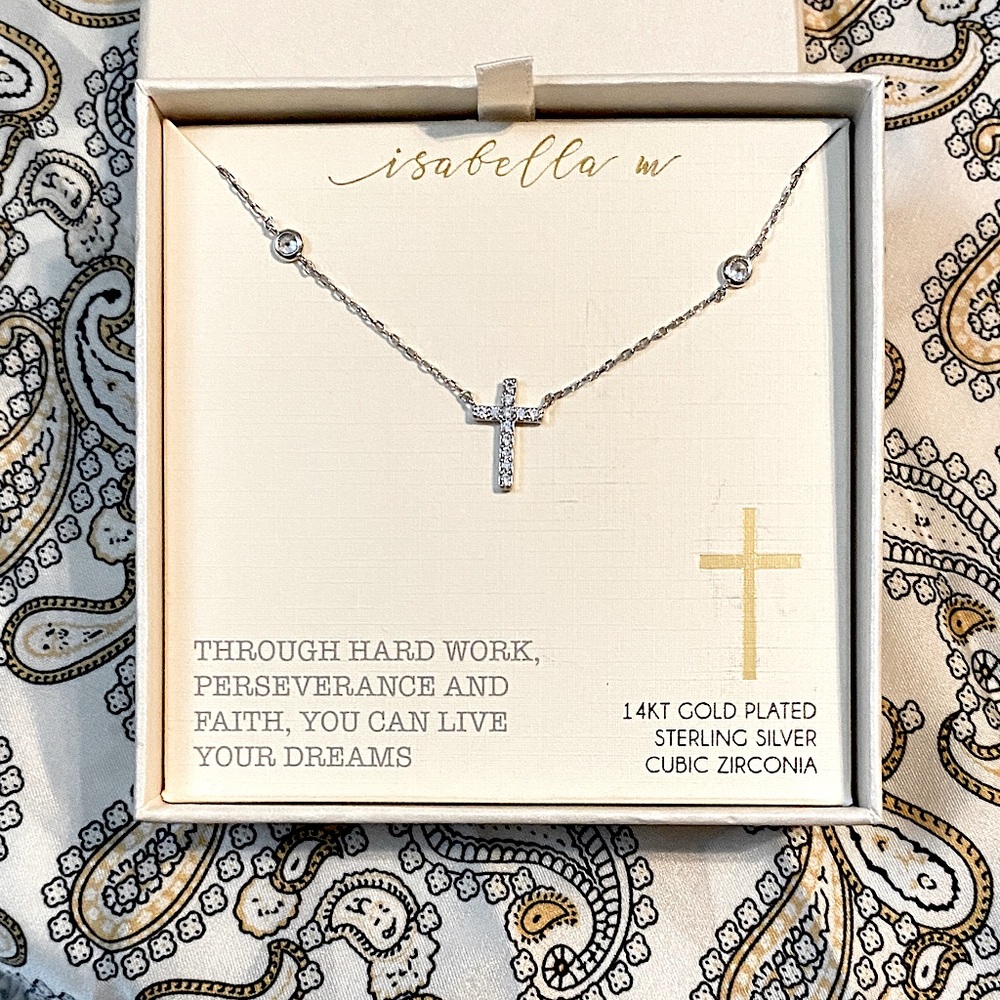 Isabella M- Gold Plated Sterling Silver Cross Necklace & it comes with free gift - Picture 3 of 9